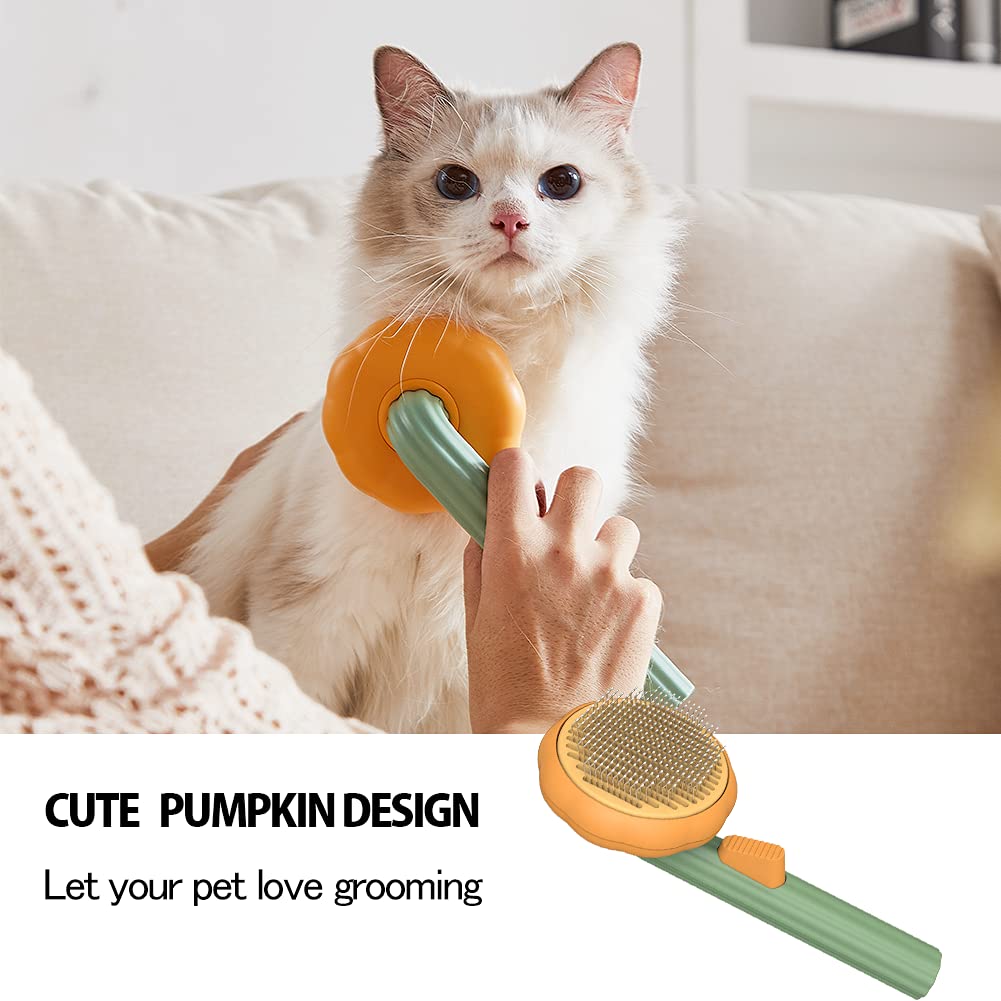 Pumpkin Self-Cleaning Pet Brush