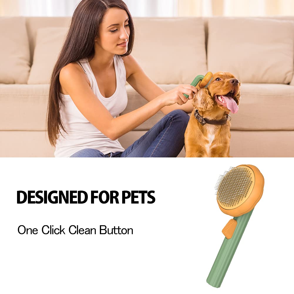 Pumpkin Self-Cleaning Pet Brush