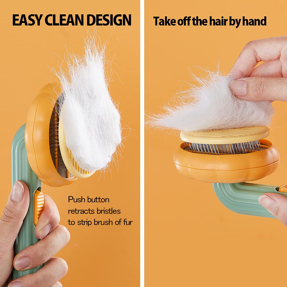 Pumpkin Self-Cleaning Pet Brush