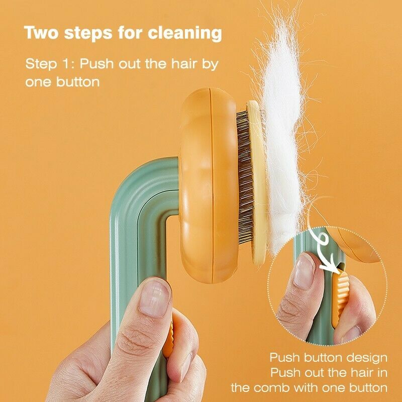 Pumpkin Self-Cleaning Pet Brush
