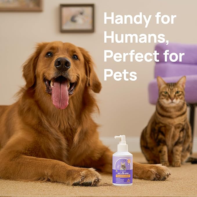 HICC PET Dog Dental Care Spray, Vet-Recommended Dog Breath Freshener, Soothing Bad Breath Caused by Plaque and Red Gums for Dogs & Cats, Dog Gingivitis Treatment and Prevent Oral Infections, 5.1 Fl Oz