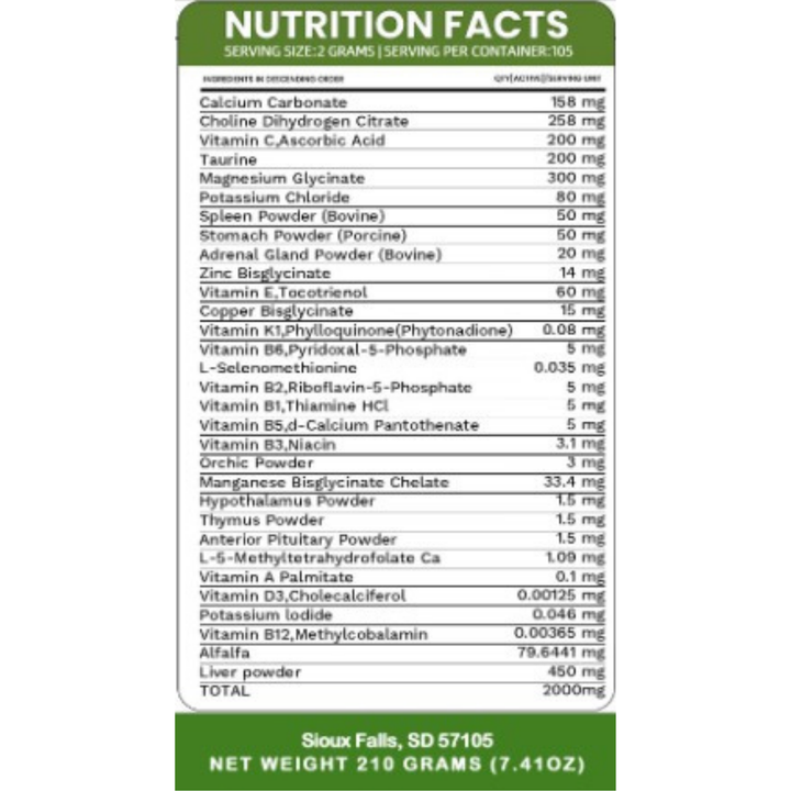 Holistic Total Body Support — Daily Multivitamin & Pasture-Raised Glandular Blend for Dogs & Cats