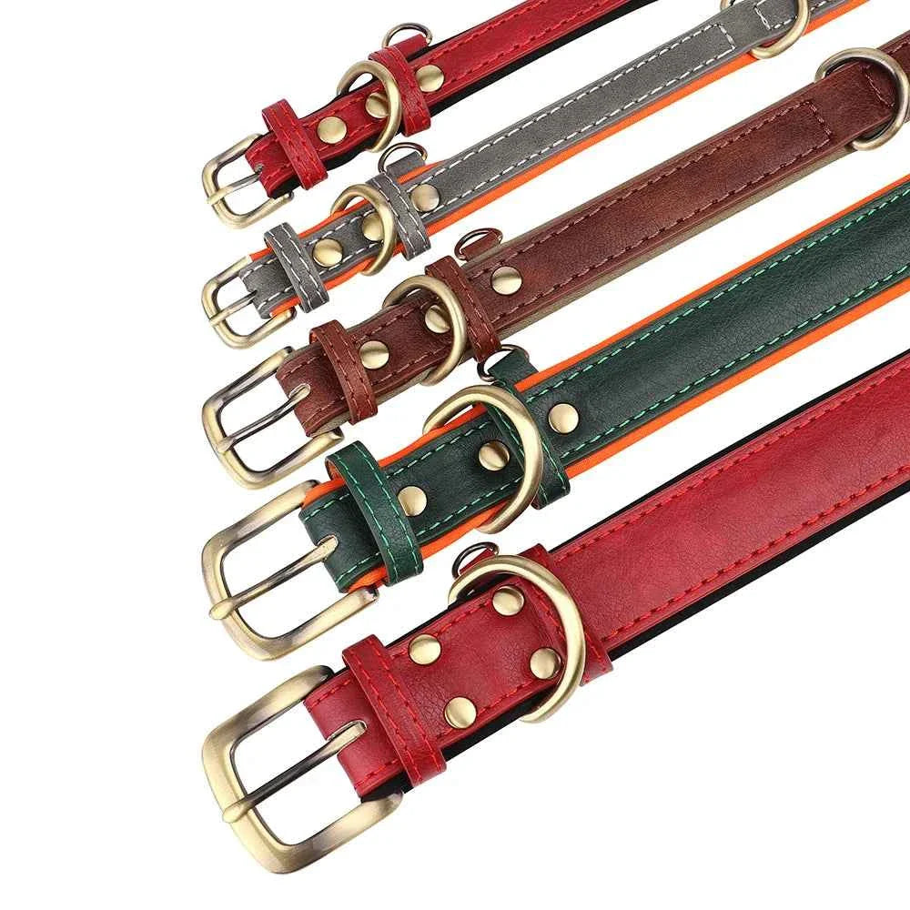 Personalized PU Leather Dog Collar with Custom Engraved ID Tag