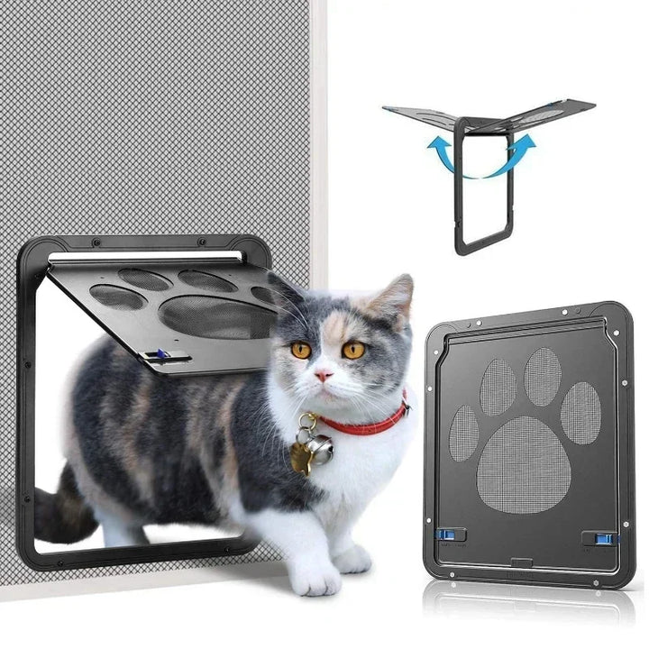 Lockable Magnetic Pet Door Flap for Cats & Dogs - Screen Window & Gate, L (9.4×11.4 in / 24×29 cm) & XL (14.6×16.5 in / 37×42 cm) Easy Install
