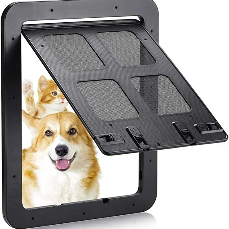 Lockable Magnetic Pet Door Flap for Cats & Dogs - Screen Window & Gate, L (9.4×11.4 in / 24×29 cm) & XL (14.6×16.5 in / 37×42 cm) Easy Install