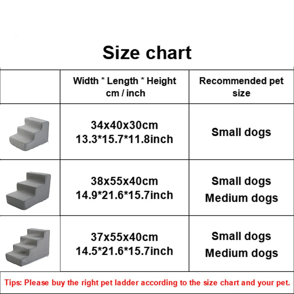 Pet Stairs for Dogs & Cats — 2/3/4-Step Detachable Sponge Ramp, Washable Waterproof Pet Ladder