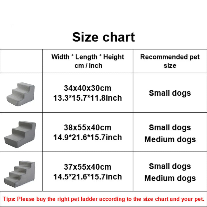 Pet Stairs for Dogs & Cats — 2/3/4-Step Detachable Sponge Ramp, Washable Waterproof Pet Ladder