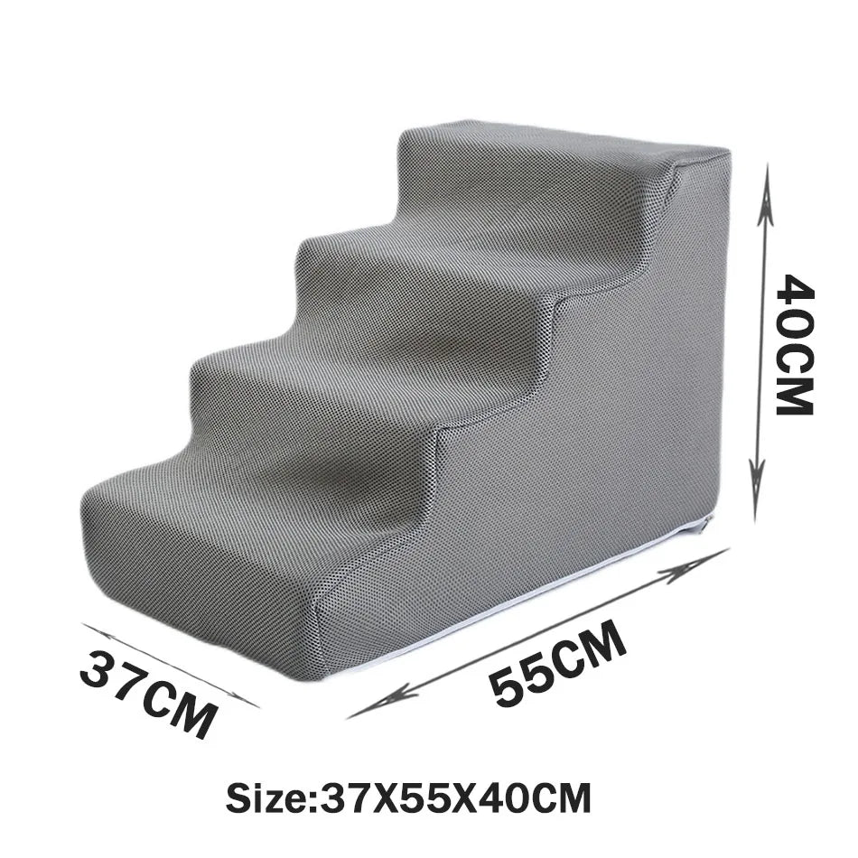 Pet Stairs for Dogs & Cats — 2/3/4-Step Detachable Sponge Ramp, Washable Waterproof Pet Ladder