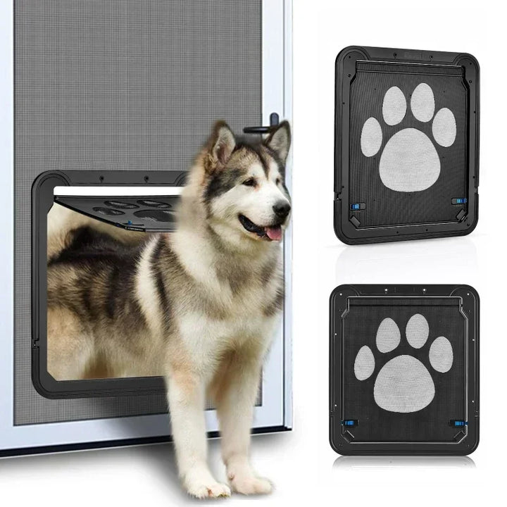 Lockable Magnetic Pet Door Flap for Cats & Dogs - Screen Window & Gate, L (9.4×11.4 in / 24×29 cm) & XL (14.6×16.5 in / 37×42 cm) Easy Install