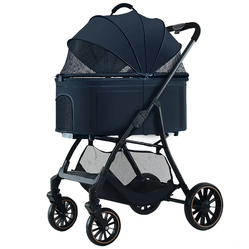 Foldable Detachable Pet Stroller for Dogs and Cats, Lightweight Small Pet Carrier Buggy