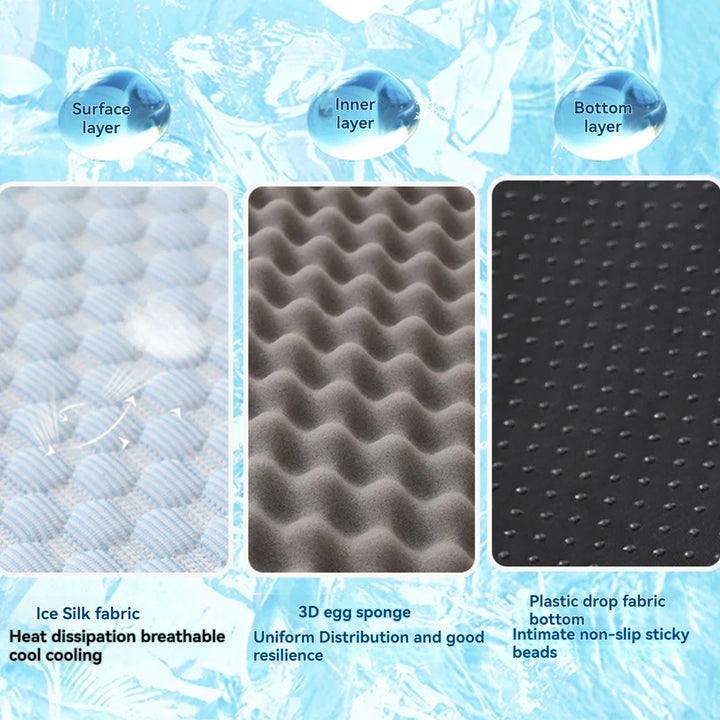 Cooling Ice Silk Pet Bed with Pillow - Breathable Anti-Slip Dog & Cat Cushion, Machine Washable (XS-L)