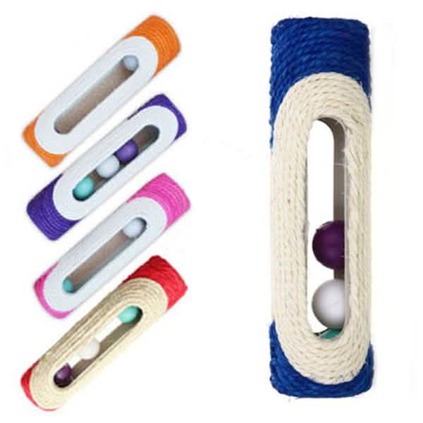 Pet Cat Rolling Sisal Scratching Post Trapped With 3 Ball Training Novely Toy